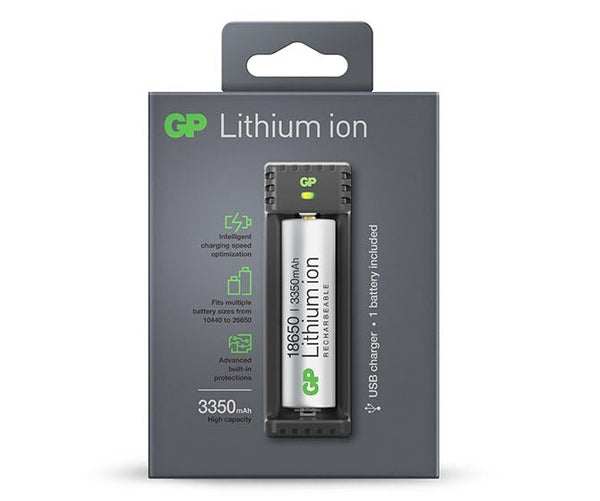 L111 Li-ion Rechargeable Battery 1-slot USB Charger (w/ 1's 18650 3350mAh Battery)