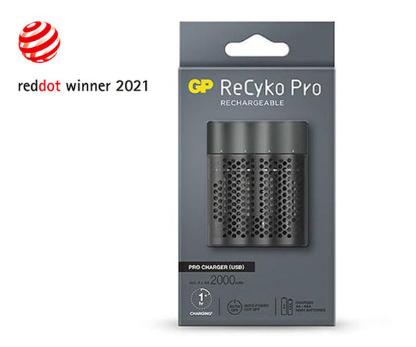GP ReCyko Pro Charger (USB) P461 4-slot NiMH with 4 x AA Pro 2000mAh NiMH Batteries
